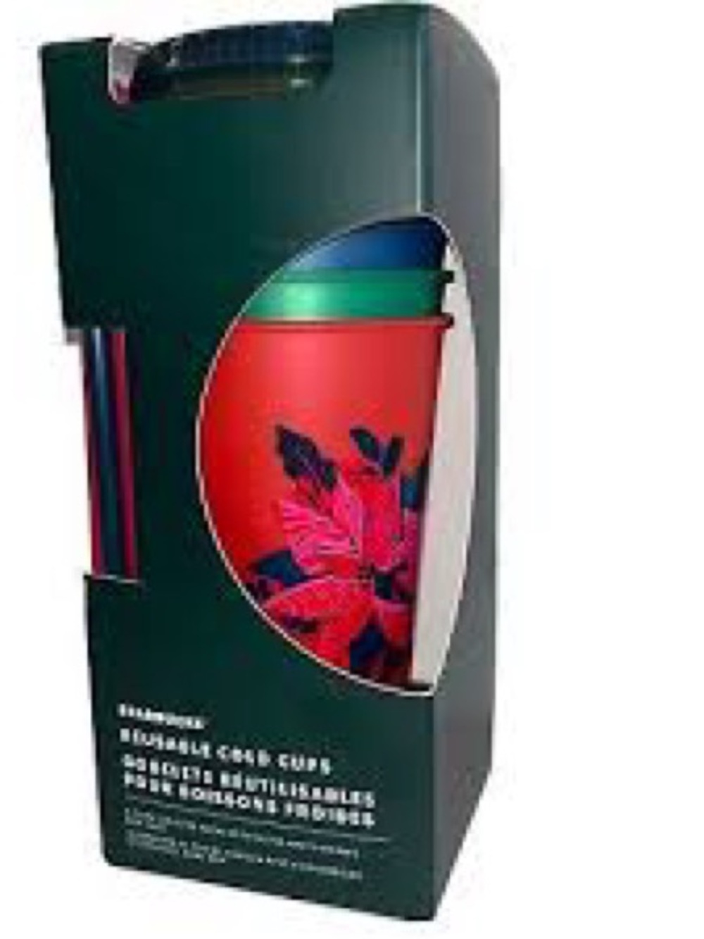 Starbucks Floral Reusable Cold Cup Set with Multicolored Straws
